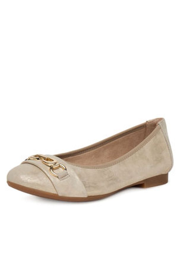 Remonte Baleriny D0K10-90 Złoty. Kolor: złoty. Materiał: nubuk, skóra