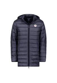 Geographical Norway - Kurtka męska GEOGRAPHICAL NORWAY Amigomap Long Hood DB Navy.. Kolor: niebieski. Długość: długie. Sport: turystyka piesza #1