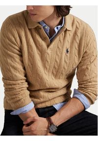 Polo Ralph Lauren Sweter 710974165004 Beżowy Regular Fit. Typ kołnierza: polo. Kolor: beżowy. Materiał: wełna #4