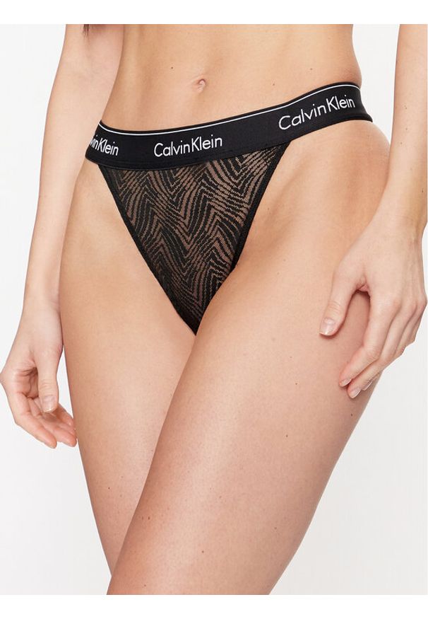 Calvin Klein Underwear Stringi 000QF7714E Czarny. Kolor: czarny. Materiał: syntetyk