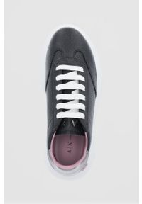Armani Exchange Buty skórzane kolor czarny na platformie. Nosek buta: okrągły. Zapięcie: sznurówki. Kolor: czarny. Materiał: skóra. Obcas: na platformie