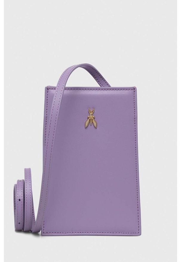Patrizia Pepe torebka skórzana kolor fioletowy. Kolor: fioletowy. Materiał: skórzane. Rodzaj torebki: na ramię