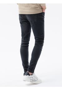 Ombre Clothing - Spodnie męskie jeansowe SKINNY FIT - czarne P1060 - XXL. Kolor: czarny. Materiał: jeans