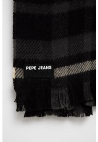 Pepe Jeans Szalik męski kolor szary wzorzysty. Kolor: szary. Materiał: materiał, tkanina