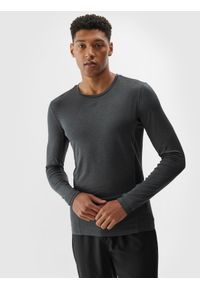 4f - 4F Longsleeve treningowy szybkoschnący męski - szary L. Kolor: szary. Materiał: dzianina, włókno, poliester, materiał, elastan. Długość rękawa: długi rękaw. Długość: długie. Wzór: gładki, ze splotem, jednolity. Styl: klasyczny, sportowy. Sport: fitness