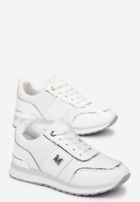 Born2be - Białe Sneakersy Ganem. Okazja: na co dzień. Kolor: biały. Materiał: materiał, syntetyk, skóra ekologiczna, nubuk #5