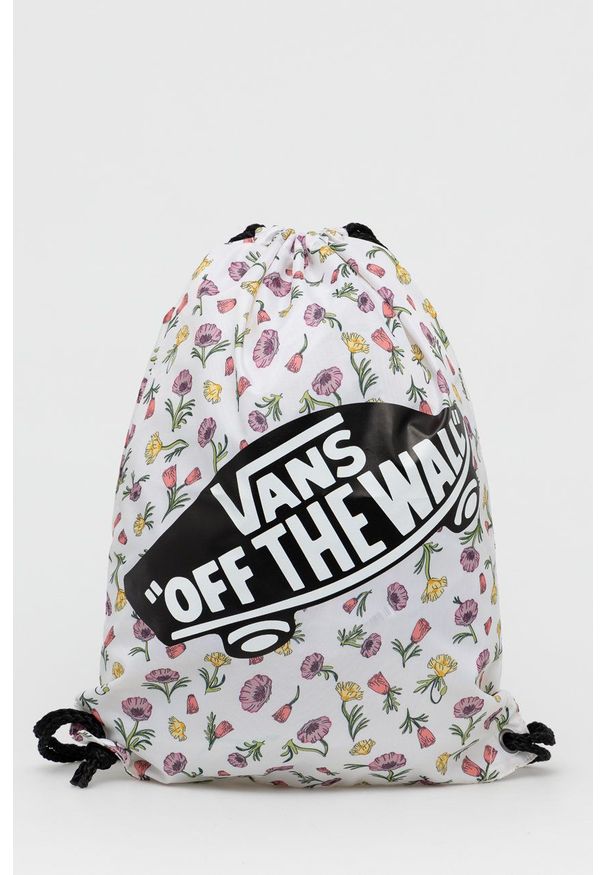 Vans plecak kolor biały z nadrukiem. Kolor: biały. Wzór: nadruk