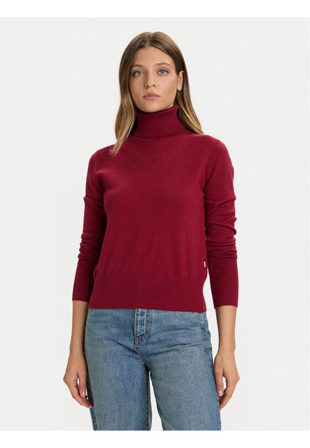 Guess Jeans Golf W4BR15 Z3HO2 Czerwony Regular Fit. Typ kołnierza: golf. Kolor: czerwony. Materiał: syntetyk