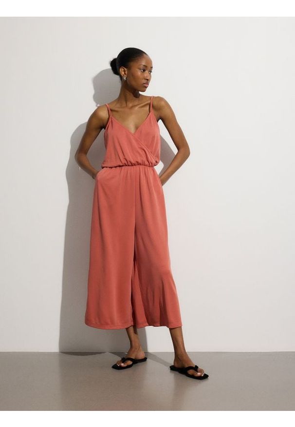 Reserved - Kombinezon z modalem - pomarańczowy. Kolor: pomarańczowy. Materiał: tkanina