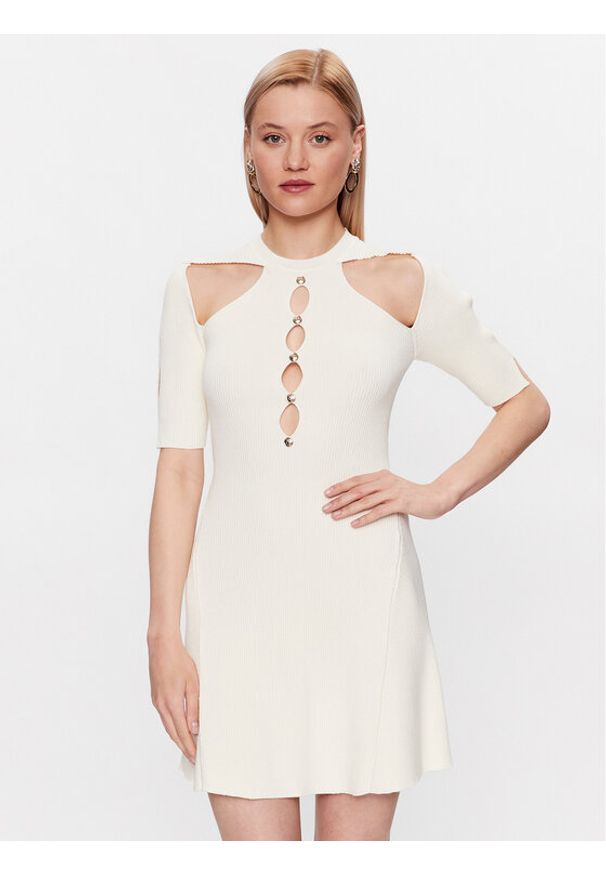 Pinko Sukienka dzianinowa 101227 A0TU Biały Regular Fit. Kolor: biały. Materiał: wiskoza