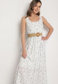 Born2be - Jasnoniebieska Rozkloszowana Sukienka w Kwiaty Ozdobiona Plecionym Paskiem Iffalle. Okazja: na co dzień, na spacer. Kolor: niebieski. Materiał: skóra. Wzór: aplikacja, kwiaty. Typ sukienki: proste. Styl: casual, elegancki #7