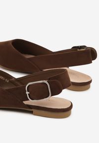 Renee - Brązowe Sandały Vices Typu Slingback z Wkładką ze Skóry Naturalnej Rallora. Okazja: na co dzień, na spacer. Zapięcie: sprzączka. Kolor: brązowy. Materiał: skóra. Wzór: nadruk. Obcas: na obcasie. Styl: elegancki, casual. Wysokość obcasa: średni #3