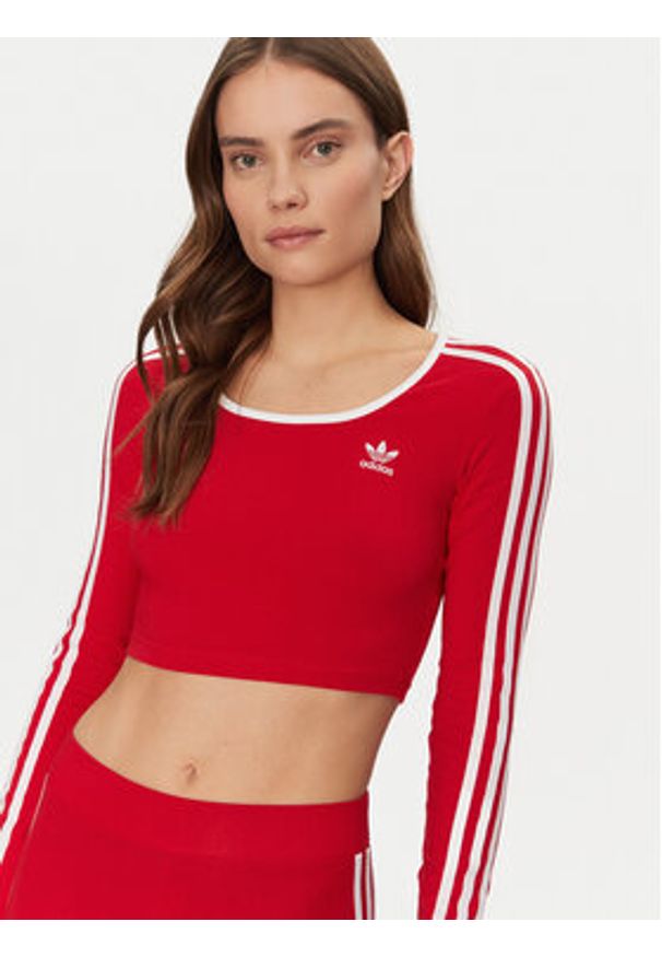 Adidas - adidas Bluzka adicolor 3-Stripes JD4626 Czerwony Slim Fit. Kolor: czerwony. Materiał: bawełna