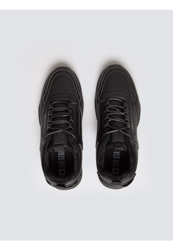 Big-Star - Sneakersy męskie ze skóry ekologicznej czarne OO174584 906. Okazja: na co dzień. Nosek buta: okrągły. Kolor: czarny. Materiał: skóra ekologiczna