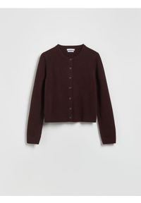 Reserved - Wełniany kardigan - ciemnobrązowy. Kolor: brązowy. Materiał: wełna #1