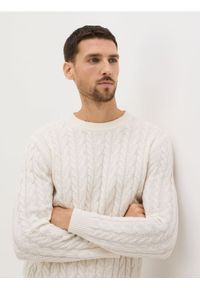Reserved - Wełniany sweter o warkoczowym splocie - złamana biel. Materiał: wełna. Wzór: ze splotem #1