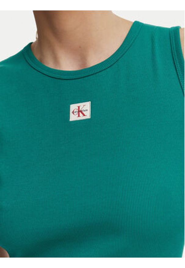Calvin Klein Jeans Top LV047F246G Zielony ciemny Slim Fit. Kolor: zielony. Materiał: bawełna