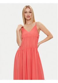 Sisley Sukienka letnia 43A2LV05P Koralowy Loose Fit. Kolor: pomarańczowy. Materiał: wiskoza. Sezon: lato #6