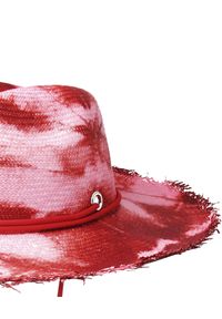SENSI STUDIO ITALY - Różowy kapelusz ze sznurkiem tie-dye. Kolor: różowy, wielokolorowy, fioletowy. Wzór: aplikacja #3