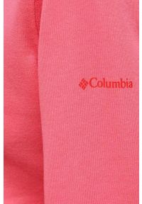 columbia - Columbia bluza damska kolor różowy z kapturem z nadrukiem. Typ kołnierza: kaptur. Kolor: różowy. Długość rękawa: długi rękaw. Długość: długie. Wzór: nadruk #3