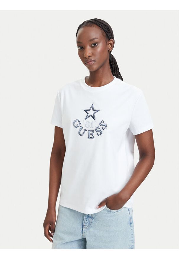 Guess T-Shirt V6YI04 K4268 Biały Regular Fit. Kolor: biały. Materiał: bawełna
