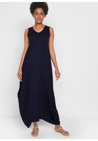 bonprix - Sukienka z dżerseju, bardzo szeroka. Kolor: niebieski. Materiał: jersey. Długość: maxi