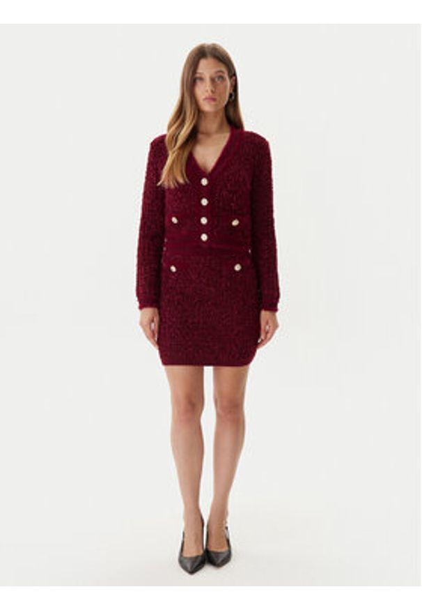 Guess Spódnica ołówkowa W5BD1X Z4090 Czerwony Slim Fit. Kolor: czerwony. Materiał: syntetyk