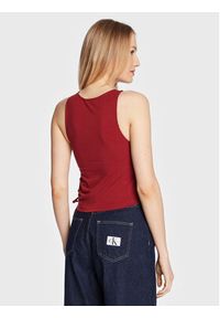 Calvin Klein Jeans Top J20J221062 Bordowy Regular Fit. Kolor: czerwony. Materiał: bawełna