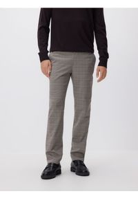 Reserved - Spodnie chino slim w kratę - beżowy. Kolor: beżowy. Materiał: wiskoza, tkanina