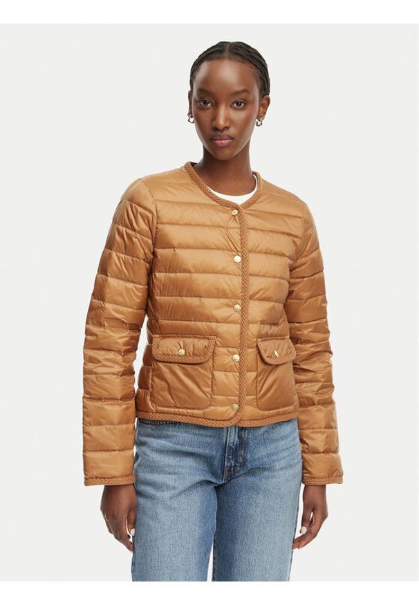 TOMMY HILFIGER - Tommy Hilfiger Kurtka przejściowa WW0WW49660 Brązowy jasny Slim Fit. Kolor: brązowy. Materiał: syntetyk