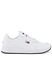 Buty Tommy Jeans Flexi Runner EM0EM01080-YBR - białe. Zapięcie: sznurówki. Kolor: biały. Materiał: skóra, guma. Szerokość cholewki: normalna. Wzór: aplikacja #1