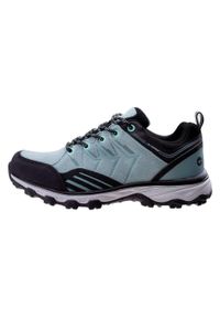 Hi-tec - Damskie Zamszowe Wodoodporne Buty Do Chodzenia Trapan. Kolor: czarny, zielony, wielokolorowy, szary. Materiał: zamsz. Styl: sportowy