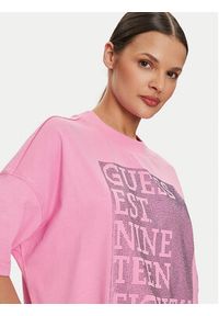 Guess T-Shirt W4YI28 I3Z14 Różowy Boxy Fit. Kolor: różowy. Materiał: bawełna #4