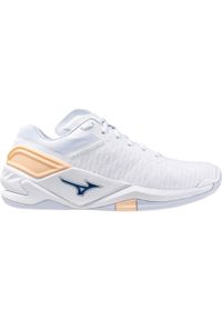 Damskie buty halowe Mizuno Wave Stealth Neo. Kolor: biały, wielokolorowy, różowy. Model: Mizuno Wave