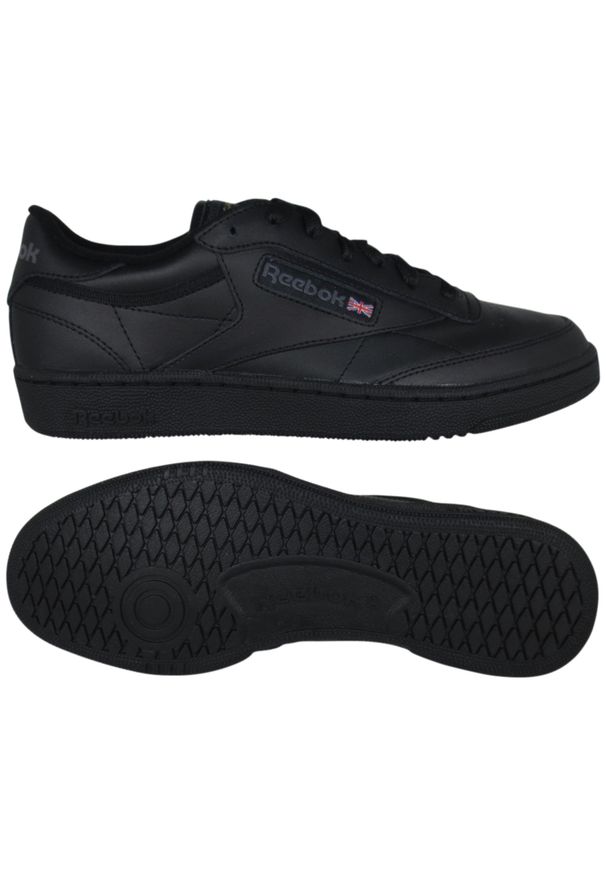 Buty do chodzenia męskie Reebok Club C 85. Zapięcie: sznurówki. Kolor: czarny. Materiał: syntetyk, tkanina, skóra, materiał. Szerokość cholewki: normalna. Model: Reebok Club. Sport: turystyka piesza