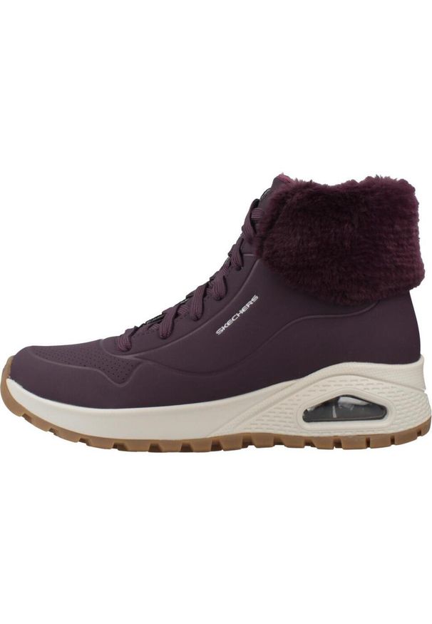 skechers - SKECHERS UNO RUGGED FALL AIR Bordeaux. Wysokość cholewki: za kostkę. Zapięcie: sznurówki. Kolor: czerwony. Materiał: materiał, skóra. Szerokość cholewki: normalna. Styl: sportowy