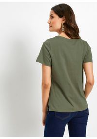 T-shirt bonprix oliwkowo-złoty. Kolor: zielony #5