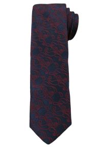 Męski Krawat w Oryginalny Wzór- PAISLEY - 6 cm - Angelo di Monti, Granatowo-Różowy. Kolor: niebieski, wielokolorowy, czerwony. Wzór: paisley #1