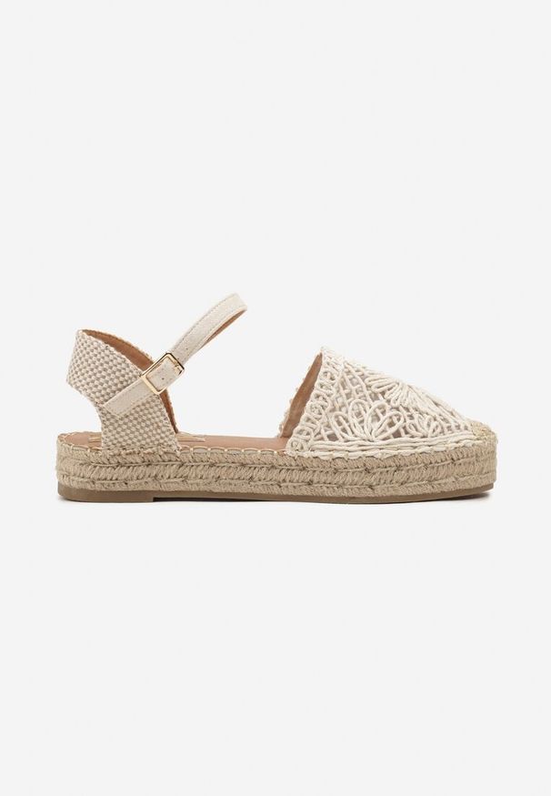 Born2be - Beżowe Espadryle na Grubej Podeszwie z Plecionką i Sprzączką Anadila. Nosek buta: okrągły. Zapięcie: sprzączka. Kolor: beżowy. Materiał: materiał. Styl: wakacyjny, klasyczny