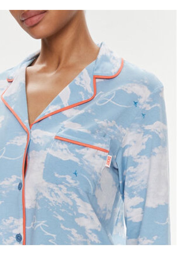 DKNY Piżama YI80003 Błękitny Regular Fit. Kolor: niebieski. Materiał: bawełna, wiskoza