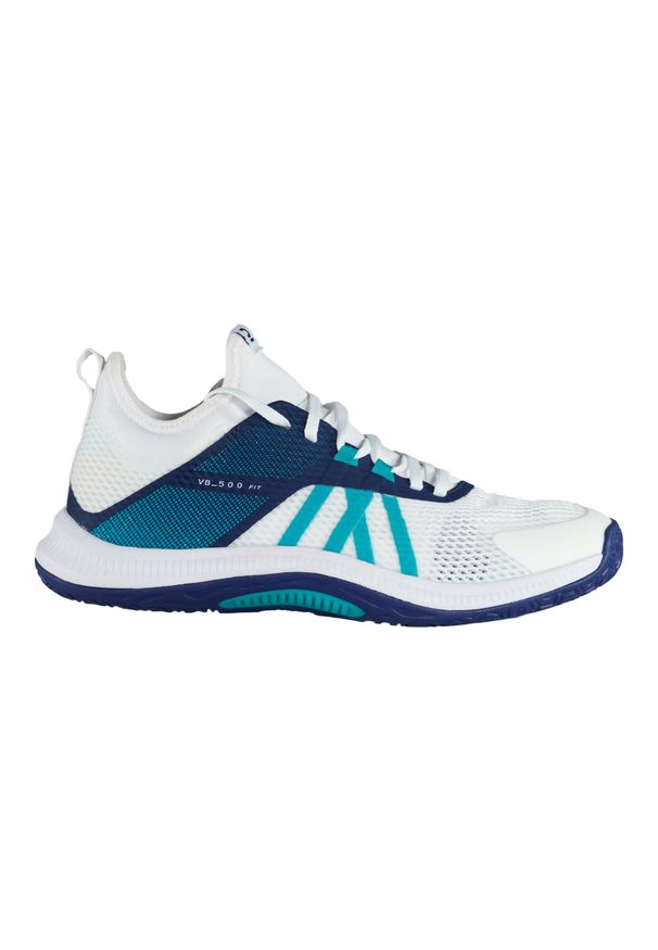 ALLSIX - Buty do siatkówki Allsix VS500 FIT. Kolor: zielony, biały, niebieski, wielokolorowy. Materiał: kauczuk. Szerokość cholewki: normalna. Sport: siatkówka