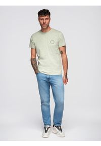 Ombre Clothing - T-shirt męski bawełniany z nadrukiem i okrągłym dekoltem – miętowy V3 - Rozmiar: L. Okazja: na co dzień. Kolor: miętowy. Materiał: bawełna. Długość rękawa: krótki rękaw. Długość: krótkie. Wzór: nadruk. Sezon: wiosna, lato. Styl: casual, elegancki #3