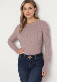 Born2be - Jasnofioletowy Sweter z Wiskozą Ozdobiony Tłoczeniem Savinia. Okazja: na spotkanie biznesowe, na co dzień. Kolor: fioletowy. Materiał: wiskoza. Wzór: aplikacja. Styl: casual, elegancki, biznesowy #5