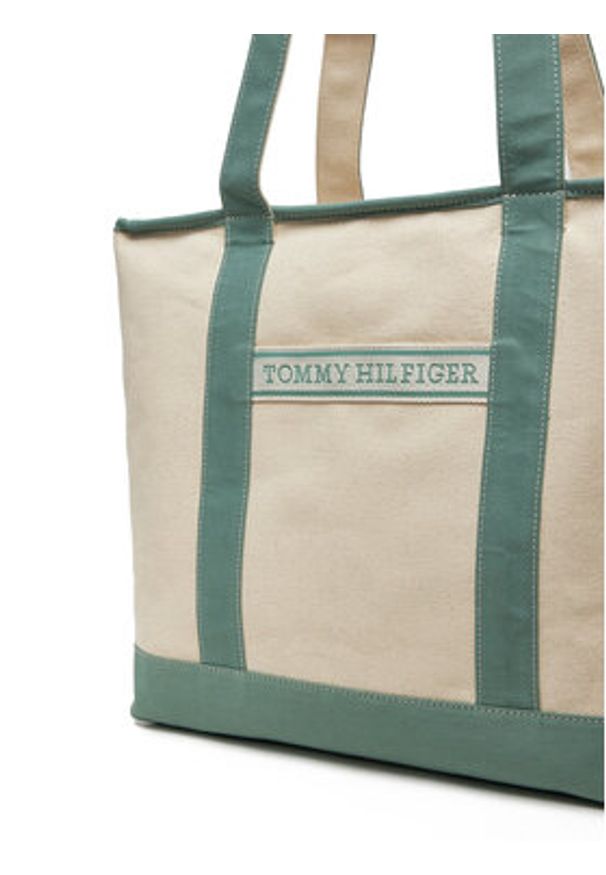 TOMMY HILFIGER - Tommy Hilfiger Torebka Th Summer Canvas Tote AW0AW17421 Zielony. Kolor: zielony