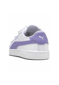 Puma - Dziecięce skórzane sneakersy Smash 3.0 V PUMA White Lavender Alert Purple. Kolor: biały, wielokolorowy, niebieski, fioletowy. Materiał: skóra