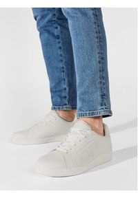 Trussardi Jeans - Trussardi Sneakersy 77A00452 Biały. Kolor: biały. Materiał: skóra