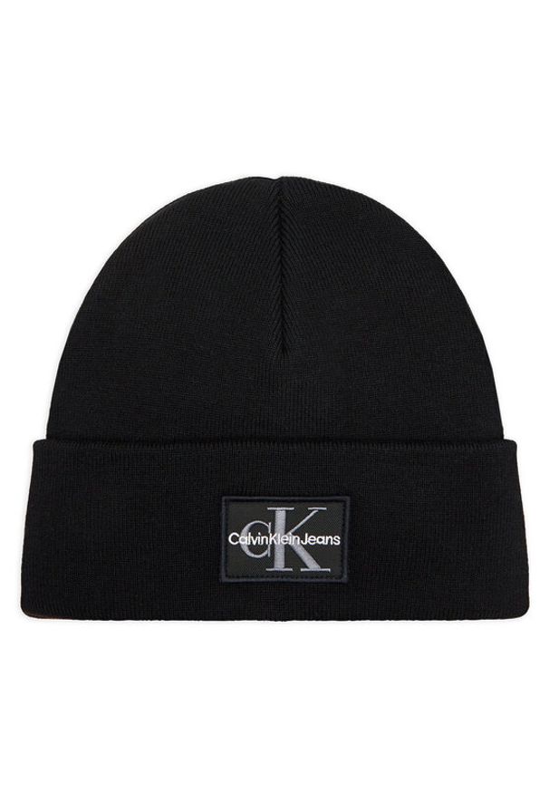 Calvin Klein Jeans Czapka Mono Logo Patch Beanie K50K512148 Czarny. Kolor: czarny. Materiał: materiał