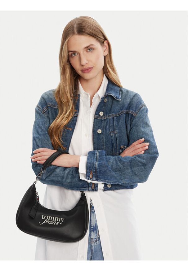 Tommy Jeans Torebka Tjw Bold Script Shoulder Bag AW0AW17895 Czarny. Kolor: czarny. Materiał: skórzane