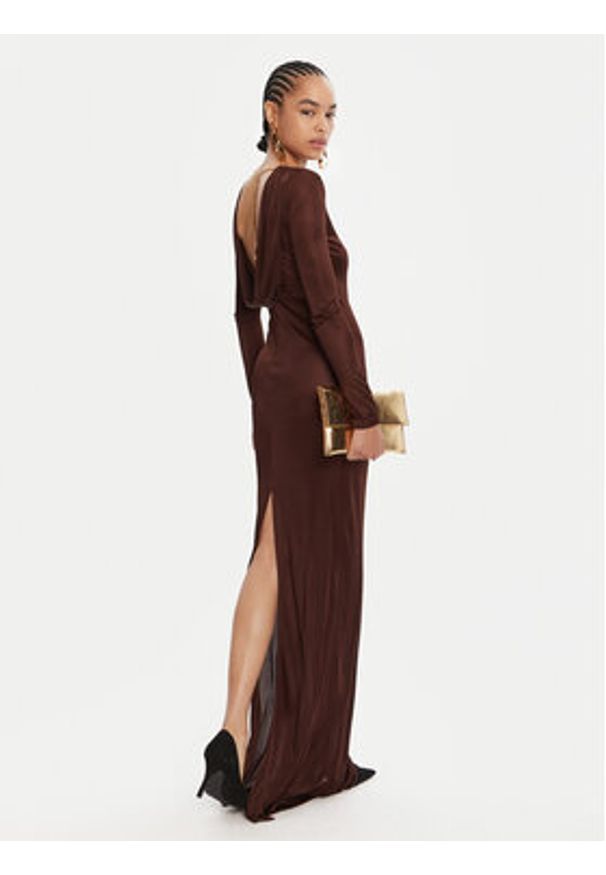 Elisabetta Franchi Sukienka wieczorowa AB-R10-56E2-V690 Brązowy Regular Fit. Kolor: brązowy. Materiał: wiskoza. Styl: wizytowy