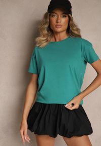 Renee - Zielony Bawełniany T-shirt o Kroju Oversize Zilona. Okazja: na co dzień. Kolor: zielony. Materiał: bawełna. Styl: sportowy, klasyczny, casual #3